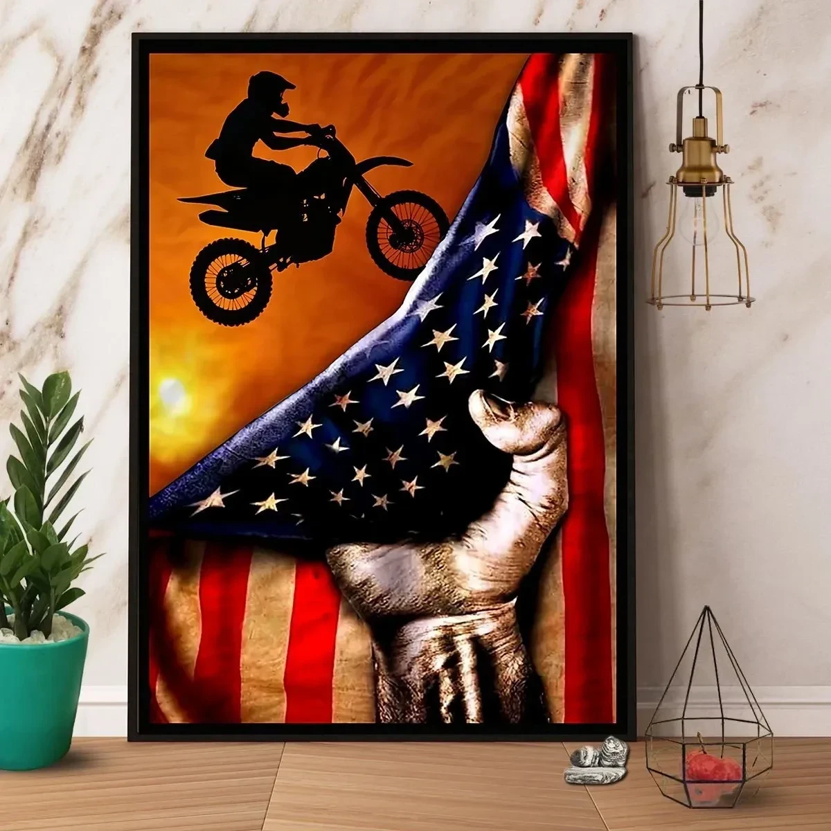 Biker American Flag Satin Canvas