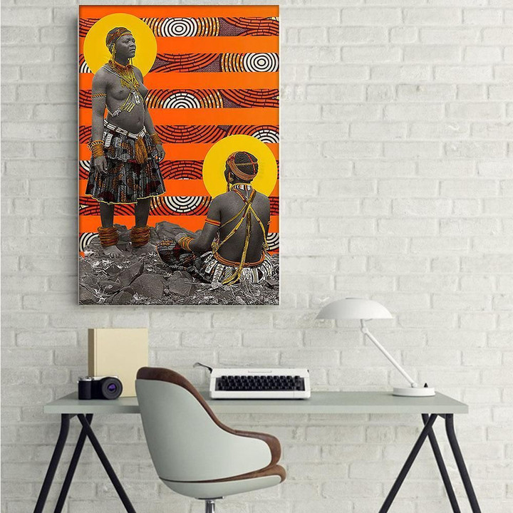 Afrocentric Canvas Prints Retro Brown Skin Poster Black Girl Fashion African King Artistic Bedroom Wall Art
