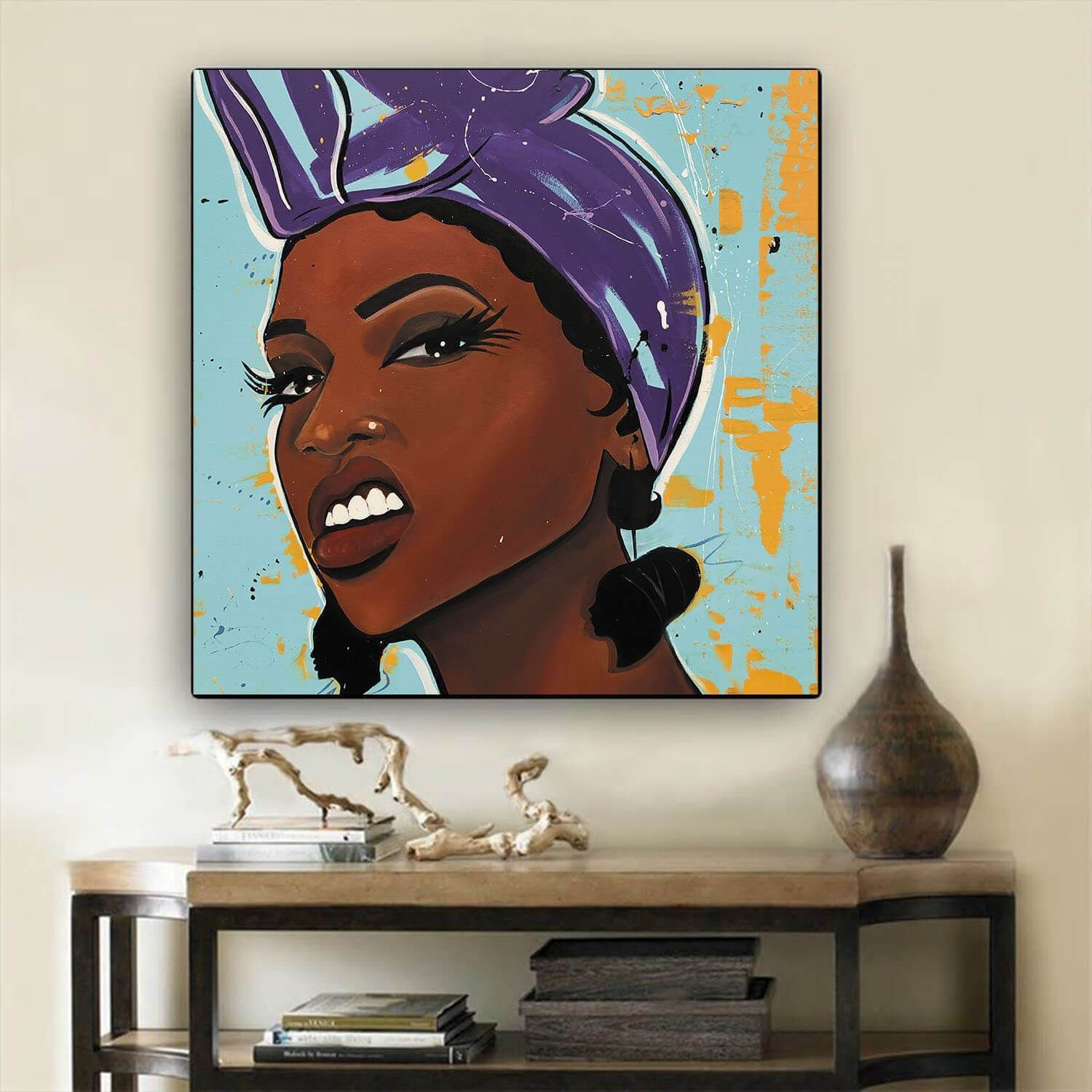 African American Canvas Art Beautiful Black American Woman Modern Black Art Afrocentric Home Decor BPS57196