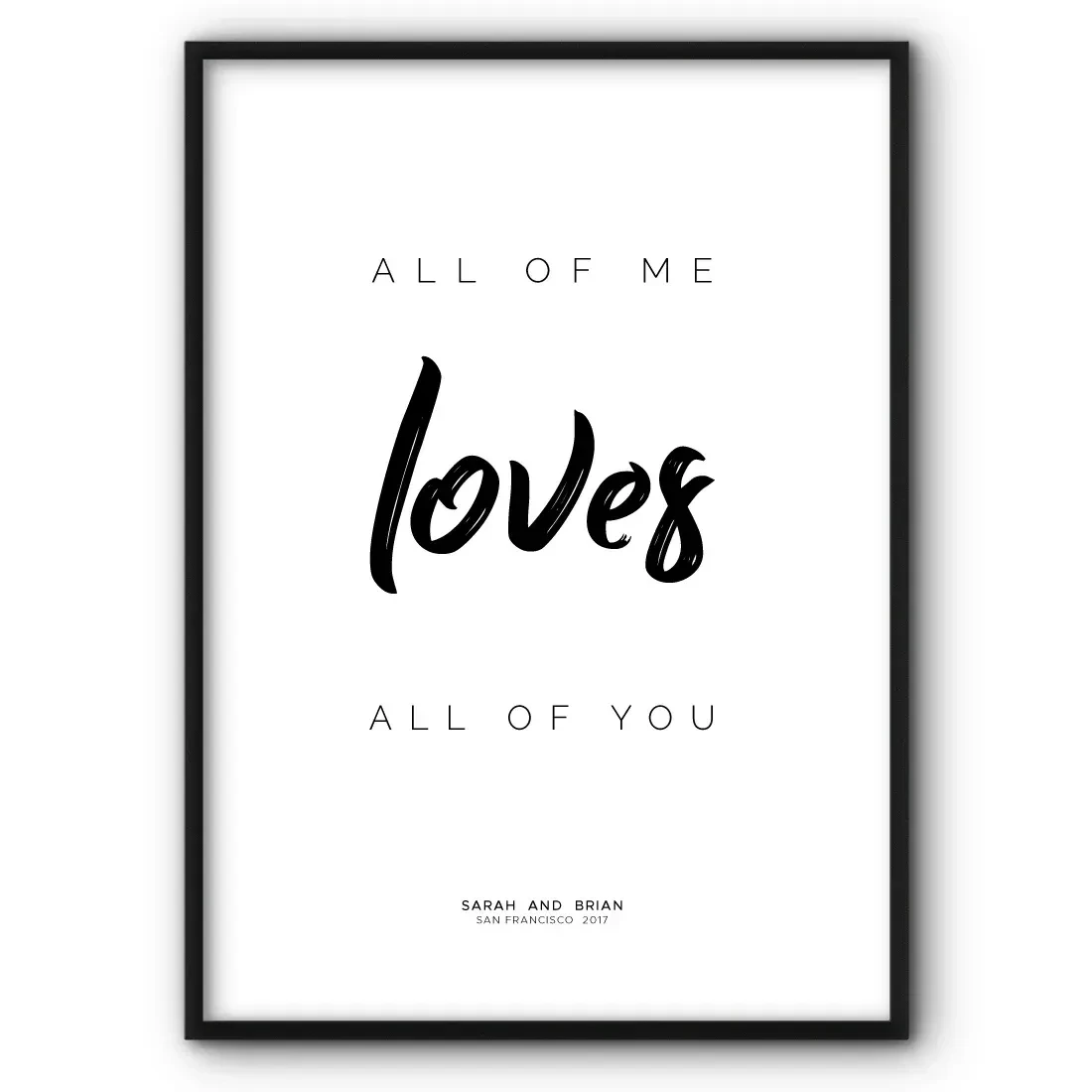 All Of Me Loves All Of You Personalised Canvas Print