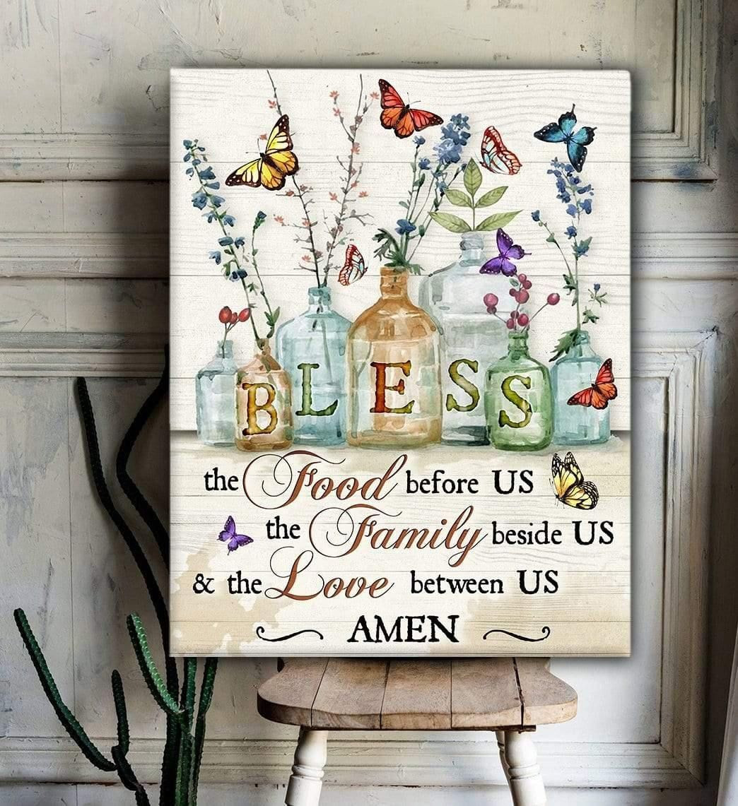Butterfly Bless the food before us Canvas Wall Art