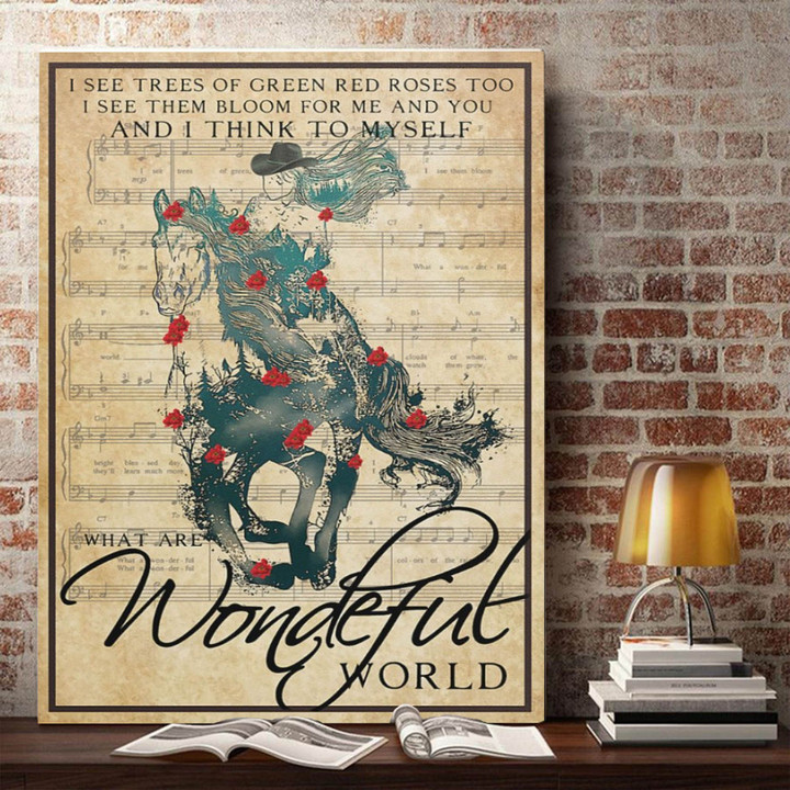I think to myself what are wonderful world, Cowgirl Canvas, Gift for Her, Wall-art Canvas