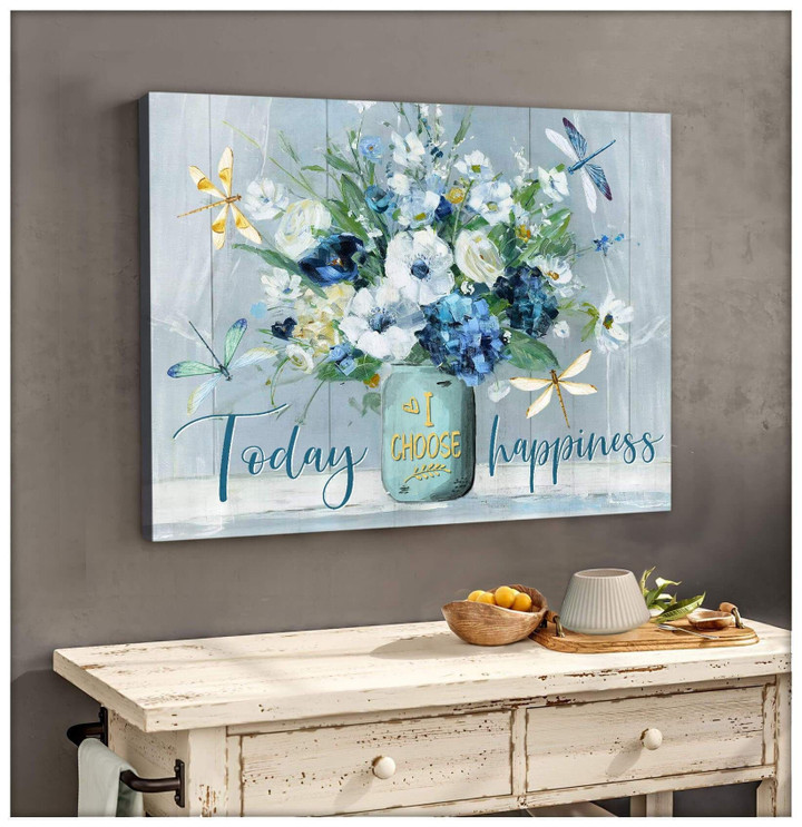Dragonfly Today I Choose Happiness Canvas Wall Art