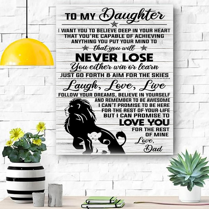 To My Daughter Lion Canvas Print Wall Art Gift For Daughter Matte Canvas