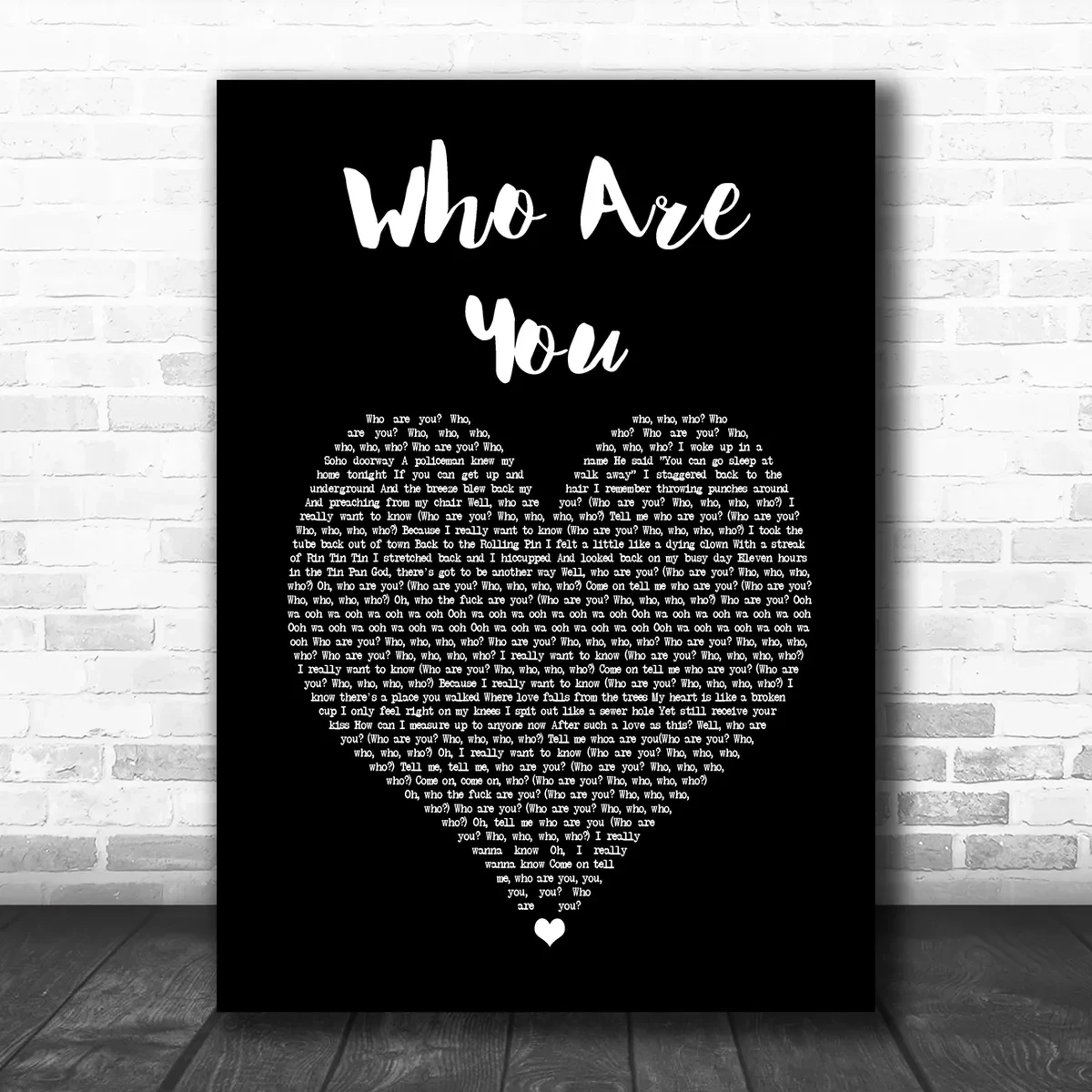 The Who Who Are You Black Heart Song Lyric Music Art Print