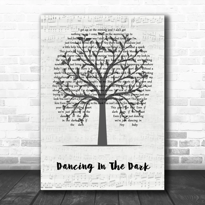 Bruce Springsteen Dancing In The Dark Music Script Tree Song Lyric Wall Art Print
