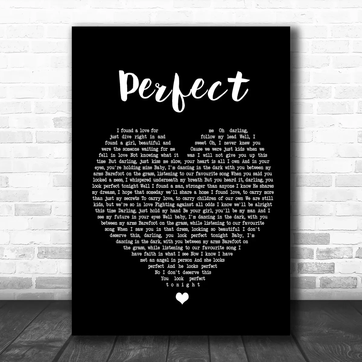 Ed Sheeran & Beyonce Perfect Black Heart Song Lyric Music Wall Art Print