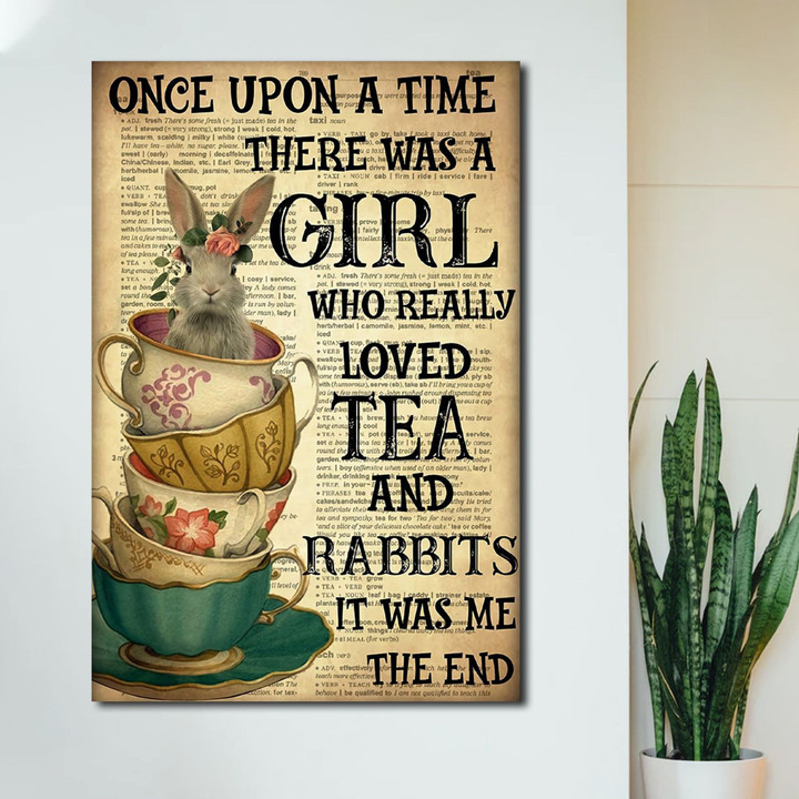 Once Upon A Time There Was A Girl Vertical, Rabbit lover Canvas, Gift for her Canvas
