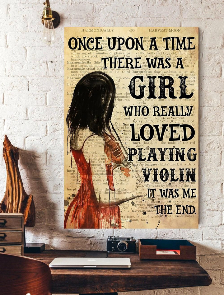 A Girl Who Really Loved Playing Violin Framed Canvas Wall Art Unique Gifts