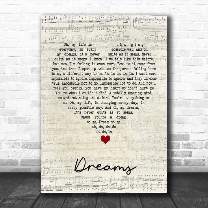The Cranberries Dreams Script Heart Song Lyric Poster Print