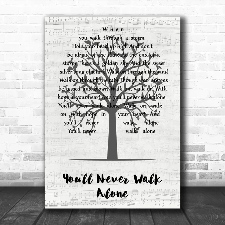 Gerry And The Pacemakers You'll Never Walk Alone Music Script Tree Song Lyric Wall Art Print