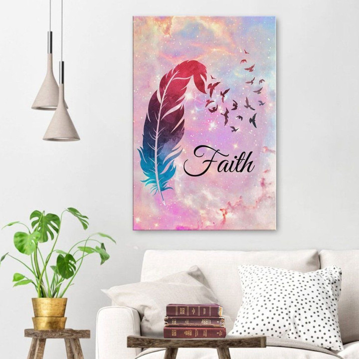 Faith feather canvas wall art
