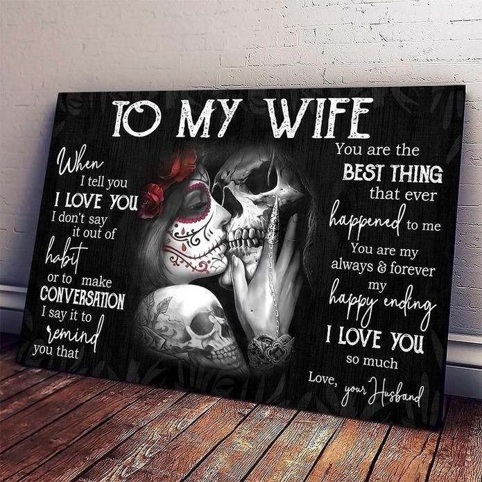To My Wife Horizontal Canvas Gift For Skull Lovers, Gift For Couples Ttbp