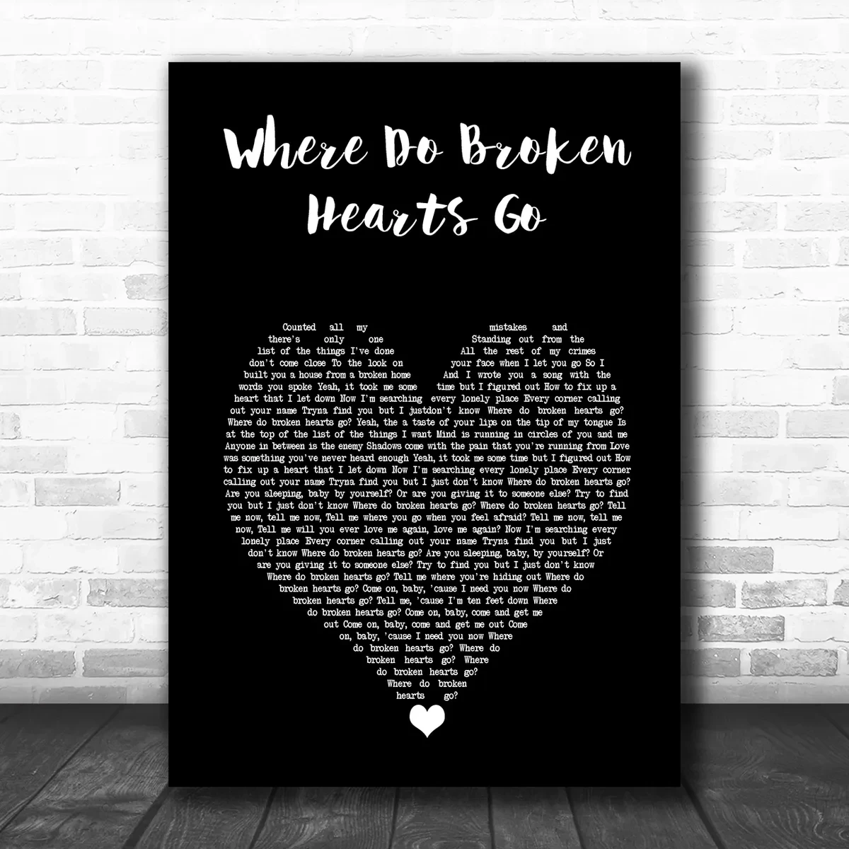 One Direction Where Do Broken Hearts Go Black Heart Song Lyric Music Art Print