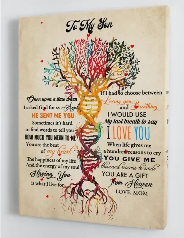 To My Son - From Mom - Framed Dna Tree Canvas Gift Ms061