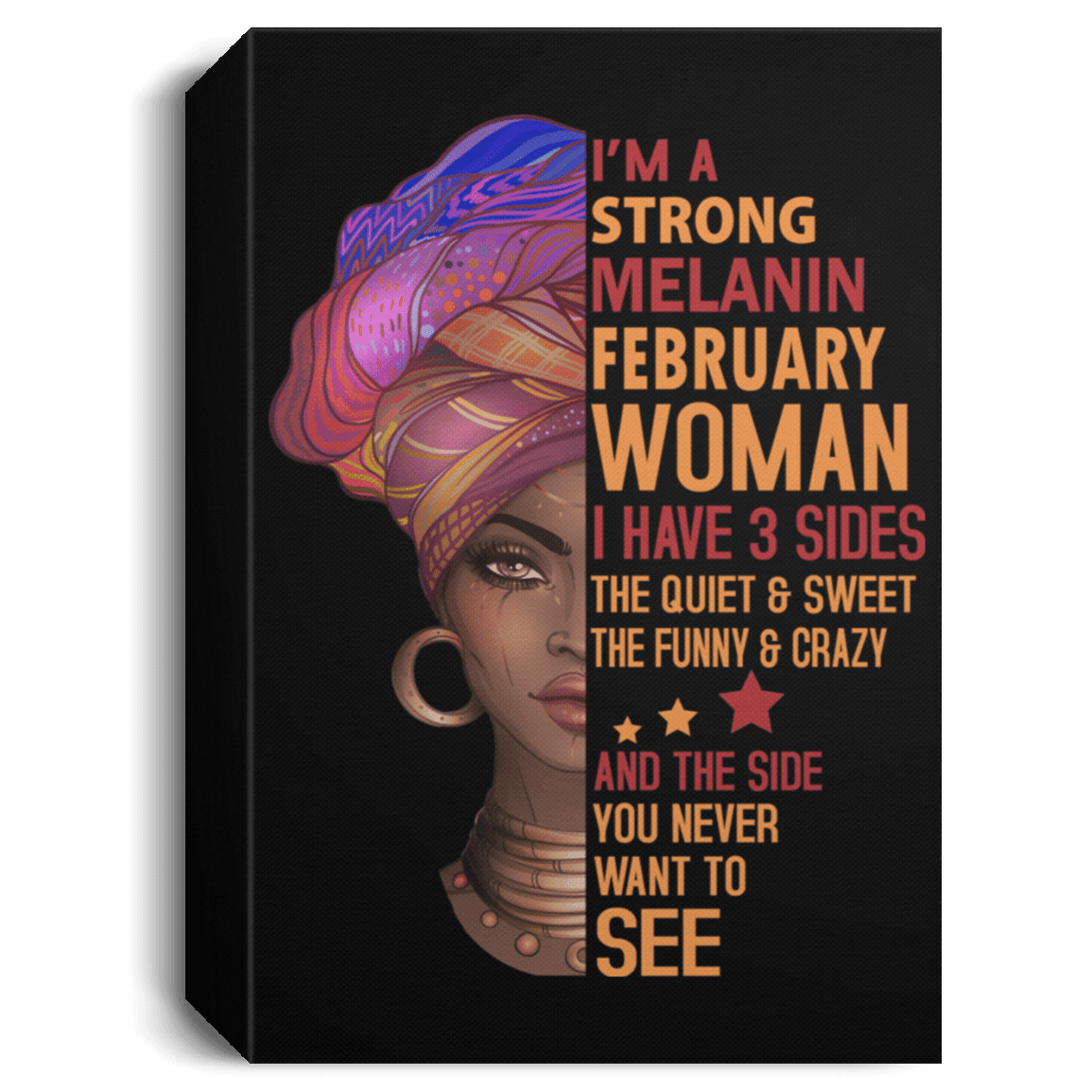 African American Canvas Art I Am A Strong Melanin February Woman Afro Girl Afrocentric Living Room Decor
