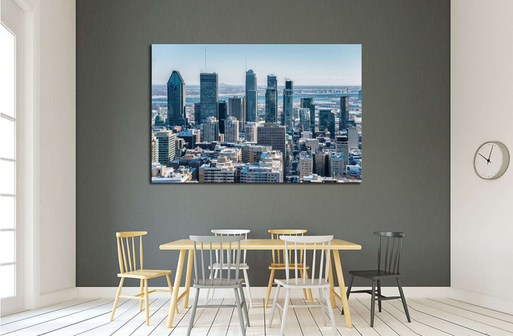 Montreal Skyline From Kondiaronk Belvedere Mont-Royal In Winter Canvas Wall Art Decor - Safetyivy