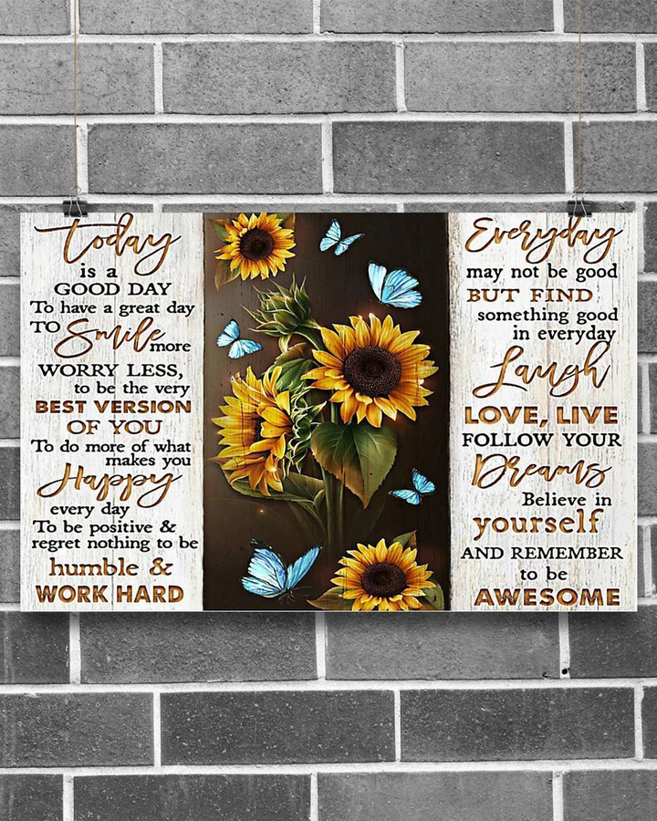 Sunflower Today Is A Good Day Horizontal Canvas - Wall Decor Visual Art