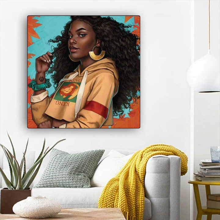Black History Art Cute Black American Girl African Canvas Afrocentric Decorating Ideas BPS43864