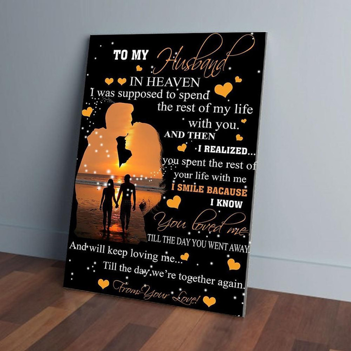 To My Husband In Heaven Couple Love On Beach Canvas