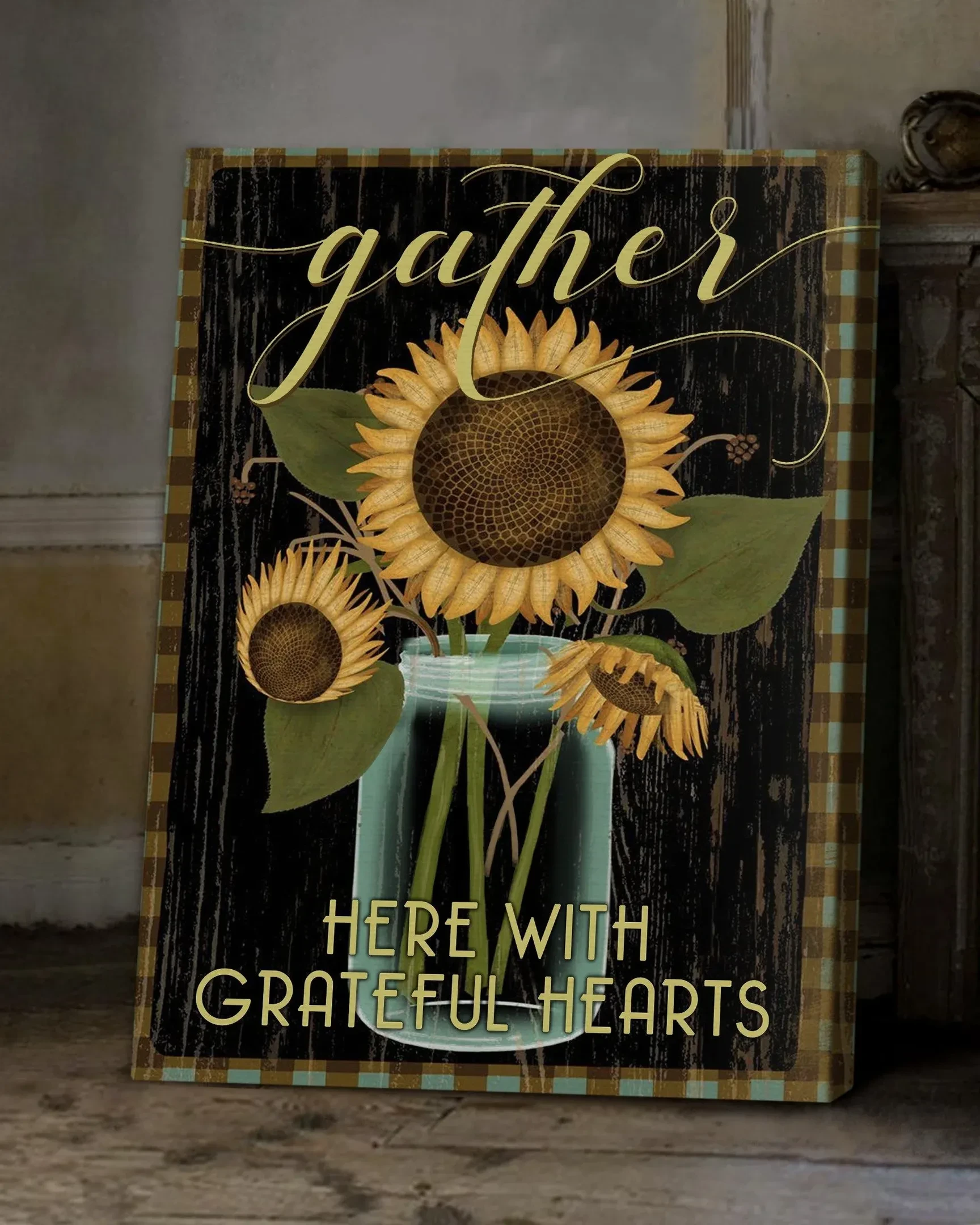 Sunflower Canvas Decor - Gather Wall Art Canvas Family
