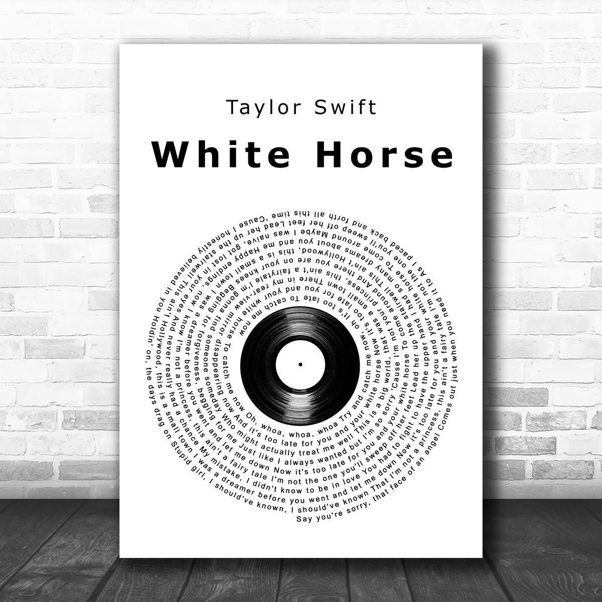 Taylor Swift White Horse Vinyl Record Song Lyric Art Print