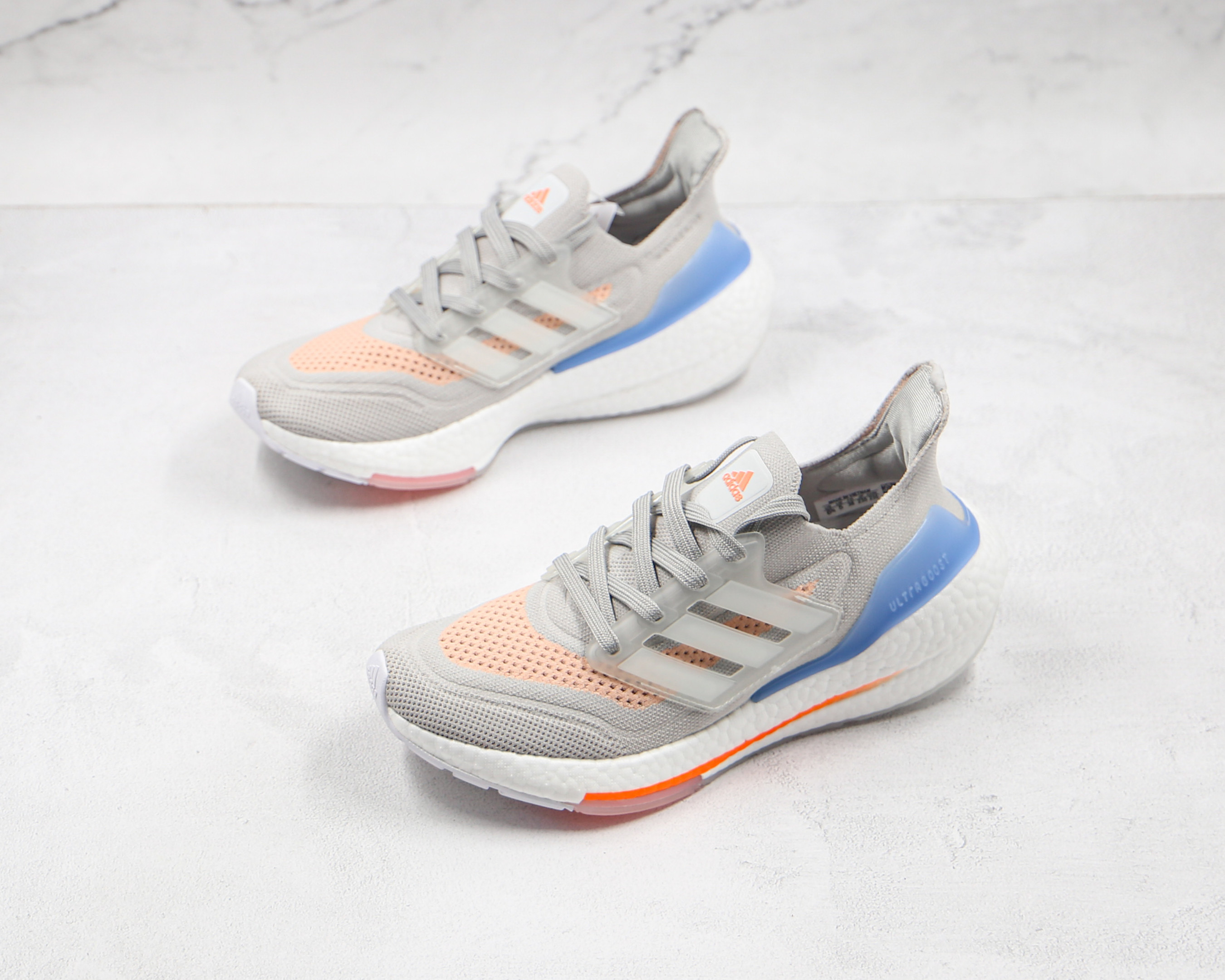 Adidas Ultra Boost 21 Grey Blue Orange White FY0396