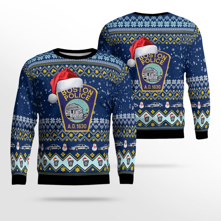 Boston Police Department Christmas AOP Ugly Sweater NLSI1111BC12
