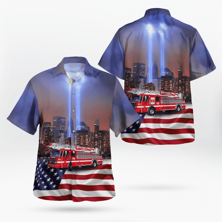 Patriot Day, Never Forget Boston Fire Department, Massachusetts Hawaiian Shirt KTLT0208BG04