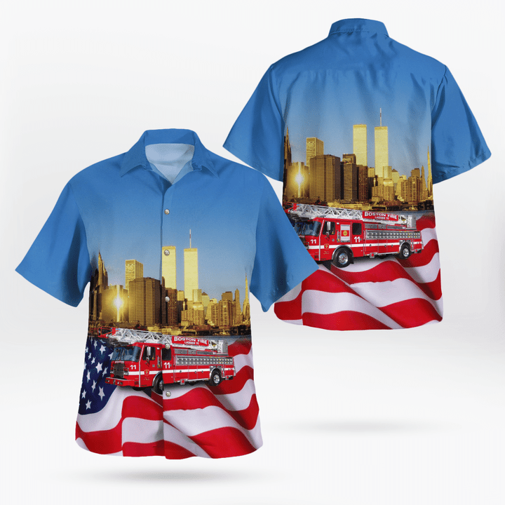 Patriot Day, Never Forget Boston Fire Department, Massachusetts Hawaiian Shirt KTLT0208BG05