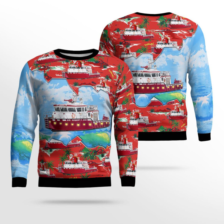 Florida, Jacksonville Fire And Rescue Department Fireboat "Dr. Robert F. Kiely" (M-1/M-38) Christmas Ugly Sweater 3D DLTT2311BC07