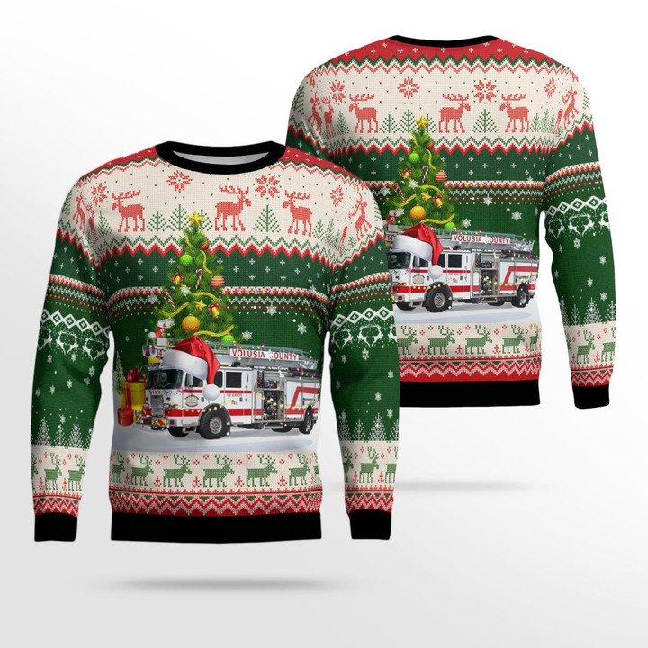 Florida Volusia County Fire Department Christmas Ugly Sweater 3D DLSI0110BC10