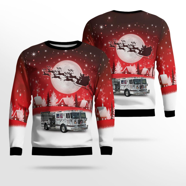 La Plata, Maryland, Dentsville Volunteer EMS, Fire and Auxiliary Christmas Ugly Sweater 3D DLHH0410BG04