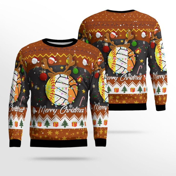 Softball Volleyball basketball Christmas AOP Ugly Sweater NLMP1510BG01
