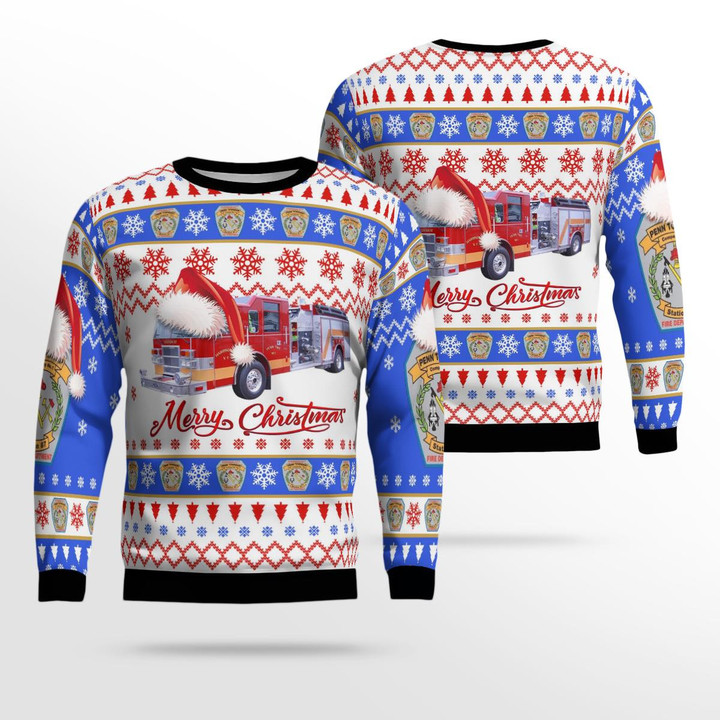 Harrison City, Westmoreland County, Pennsylvania, Harrison City Volunteer fire Department Christmas Ugly Sweater 3D DLTT1411BC04