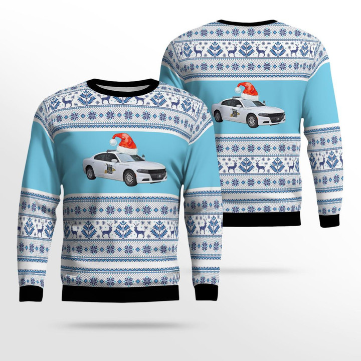 Indiana State Police Dodge Charger Christmas AOP Ugly Sweater NLTD1810BG04