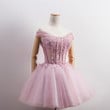 Dark Pink Tulle Beaded Homecoming Dress, Mini Cute Formal Dresses