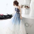 Beautiful Gradient Tulle Long Blue Prom Dress, Charming Floor Length Formal Dress