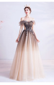 Beautiful Gradient Tulle with Lace Long Party Dresses, A-line Tulle Formal Dresses