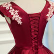 Dark Red Satin Short Prom Dress Party Dress, Red Homecoming Dress