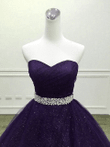 Beautiful Shiny Purple Tulle Beaded Ball Gonw Party Dress, Purple Prom Dresses