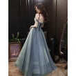 Beautiful Grey Tulle Off Shoulder Long Prom Party Dress, Grey Evening Dresses