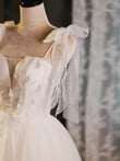 Ivory Tulle Straps Short Tulle Homecoming Dress, Ivory Formal Dresses Evening Dress
