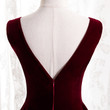 Charming Wine Red Velvet V-neckline Long Party Dress, Simple Bridesmaid Dress
