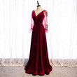 Beautiful Wine Red Velvet Long Party Dress Prom Dress, Dark Red Formal Dress