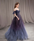 Charming Tulle Layers Beaded Straps Long Pary Dress, Gradient Formal Gowns