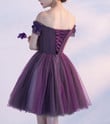 Dark Purple Beaded and Flowers Tulle Homecoming Dress, Purple Prom Dresses