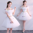 Lovely White Tulle Short Graduation Dress with Flowers, White Party Dresses