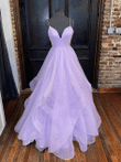 Beautiful Lavender Tulle Straps Long Party Dress, Tulle Prom Dress
