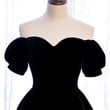 Cute Tea Length Black Velvet Prom Dress Party Dress, Black Evening Dresses